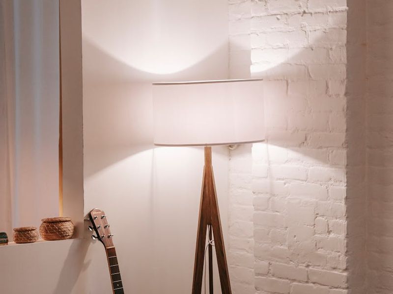 Soft blue ambient light in a minimal room